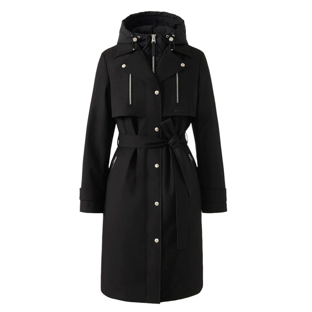 Mackage SIOBHAN Down Trench Coat with Removable Bib Black