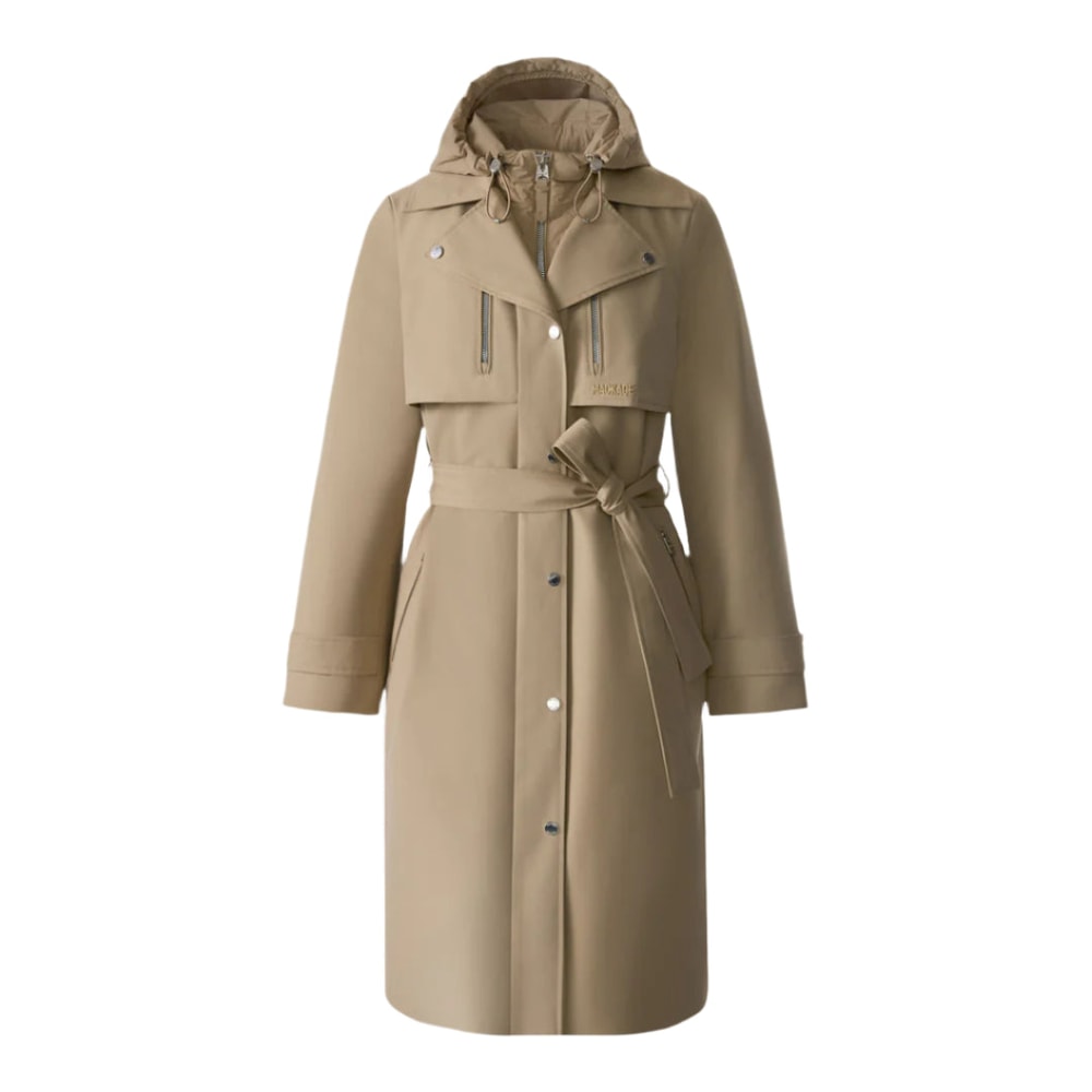 Mackage SIOBHAN Down Trench Coat with Removable Bib Light Camel