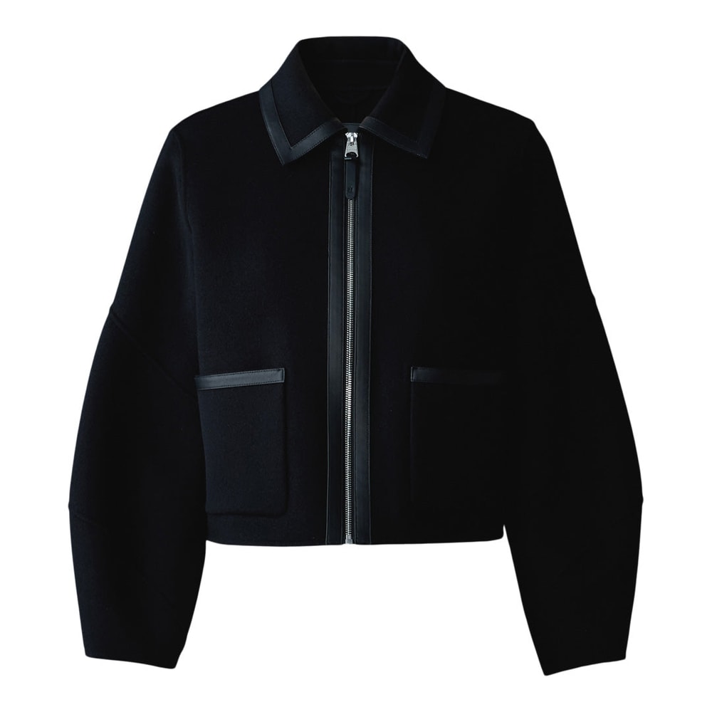 Mackage SOLANA Double-Face Wool balloon sleeved short jacket Black
