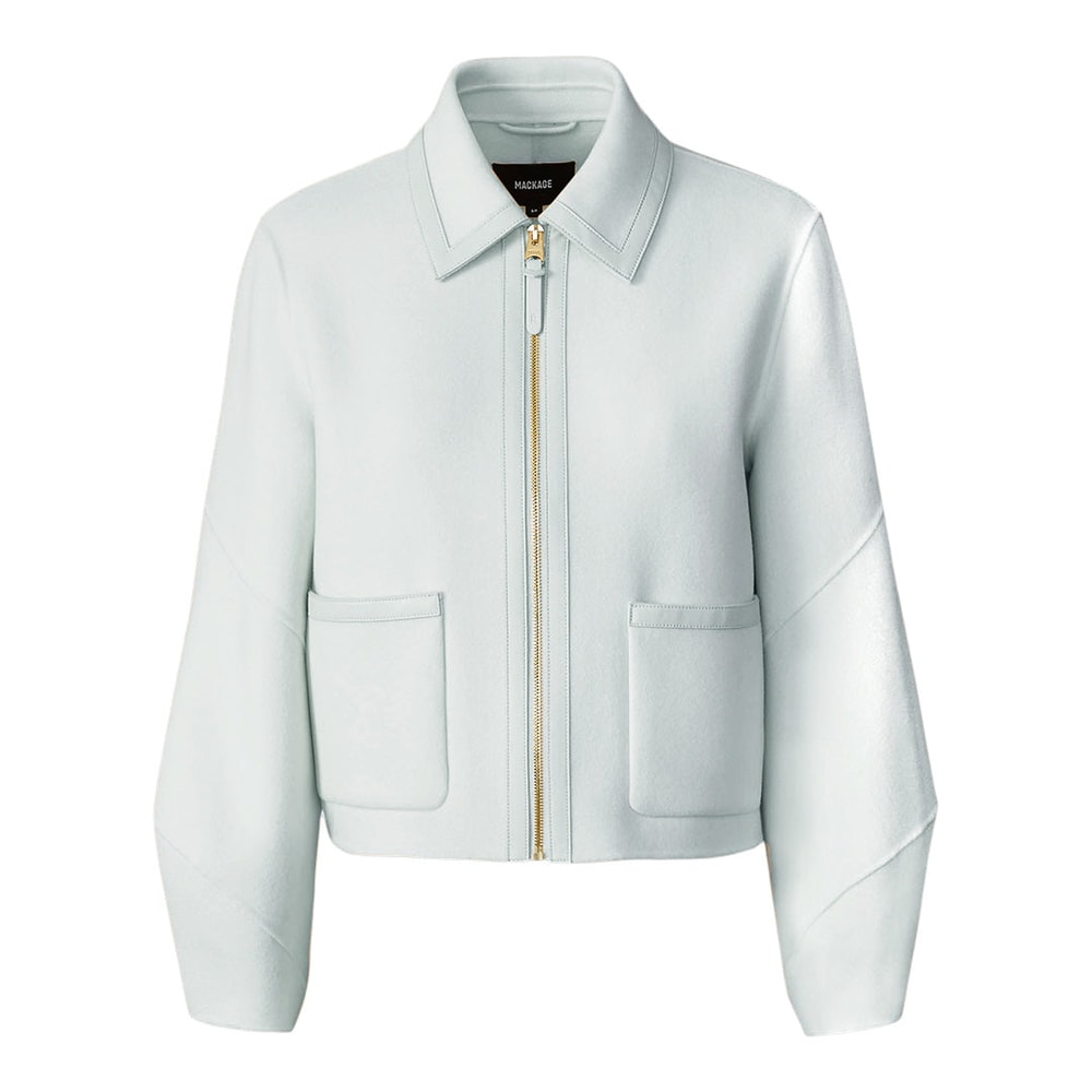 Mackage SOLANA Double-Face Wool balloon sleeved short jacket Cream