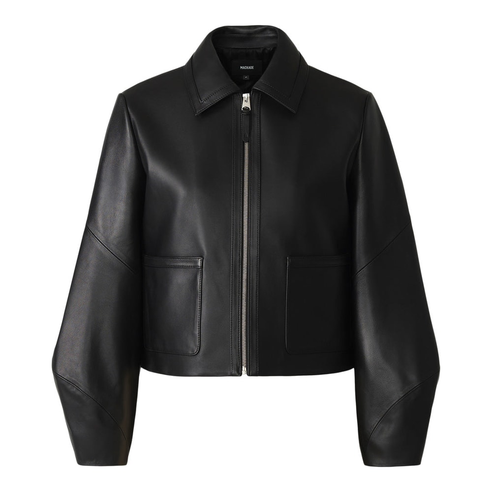 Mackage SOLANA-L Relaxed fit leather bomber Black