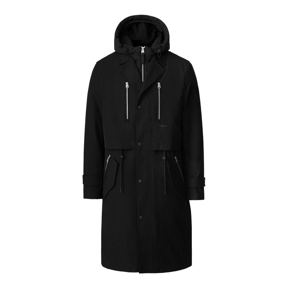 Mackage STERLING 2-in-1 Long Trench Coat with Removable Down Bib Black