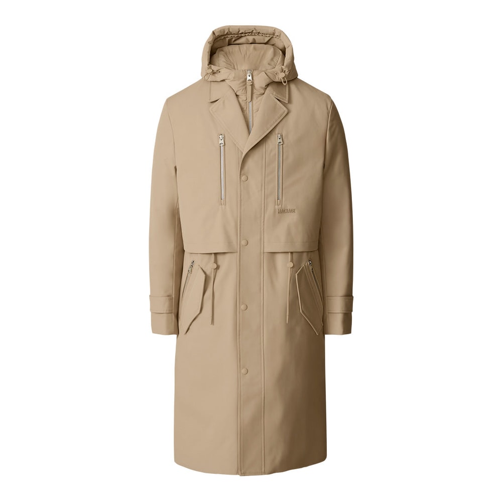 Mackage STERLING 2-in-1 Long Trench Coat with Removable Down Bib Light Camel
