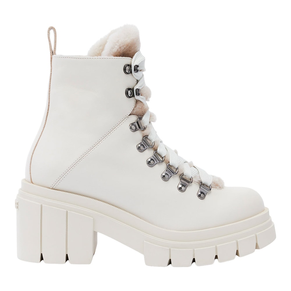 Mackage SUMMIT Shearling-lined lamb leather ankle boots for women Cream
