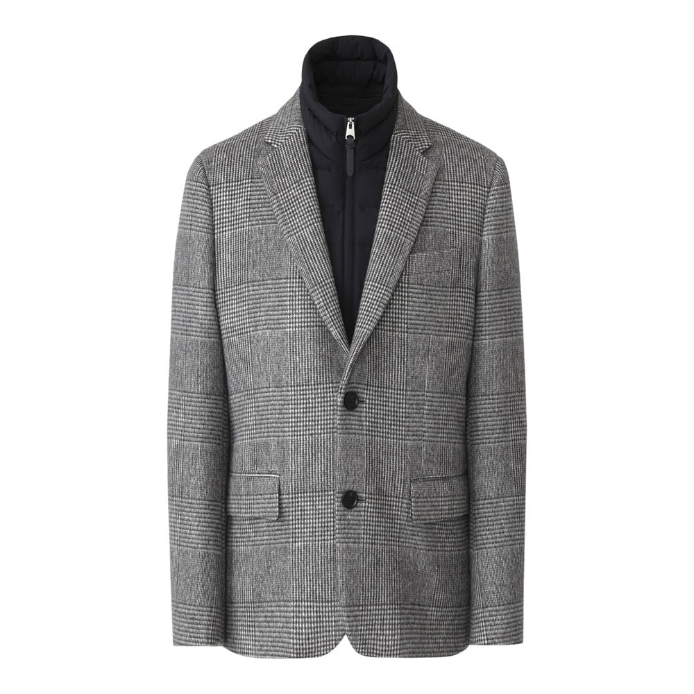 Mackage SUTTON-PL Plaid 3-in-1 wool coat with removable down liner Black-Cream