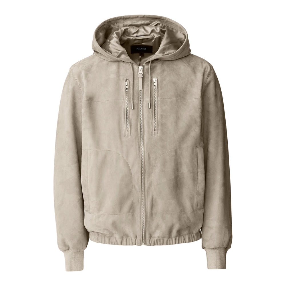 Mackage SYLAS-SU Suede Hooded Jacket Taupe