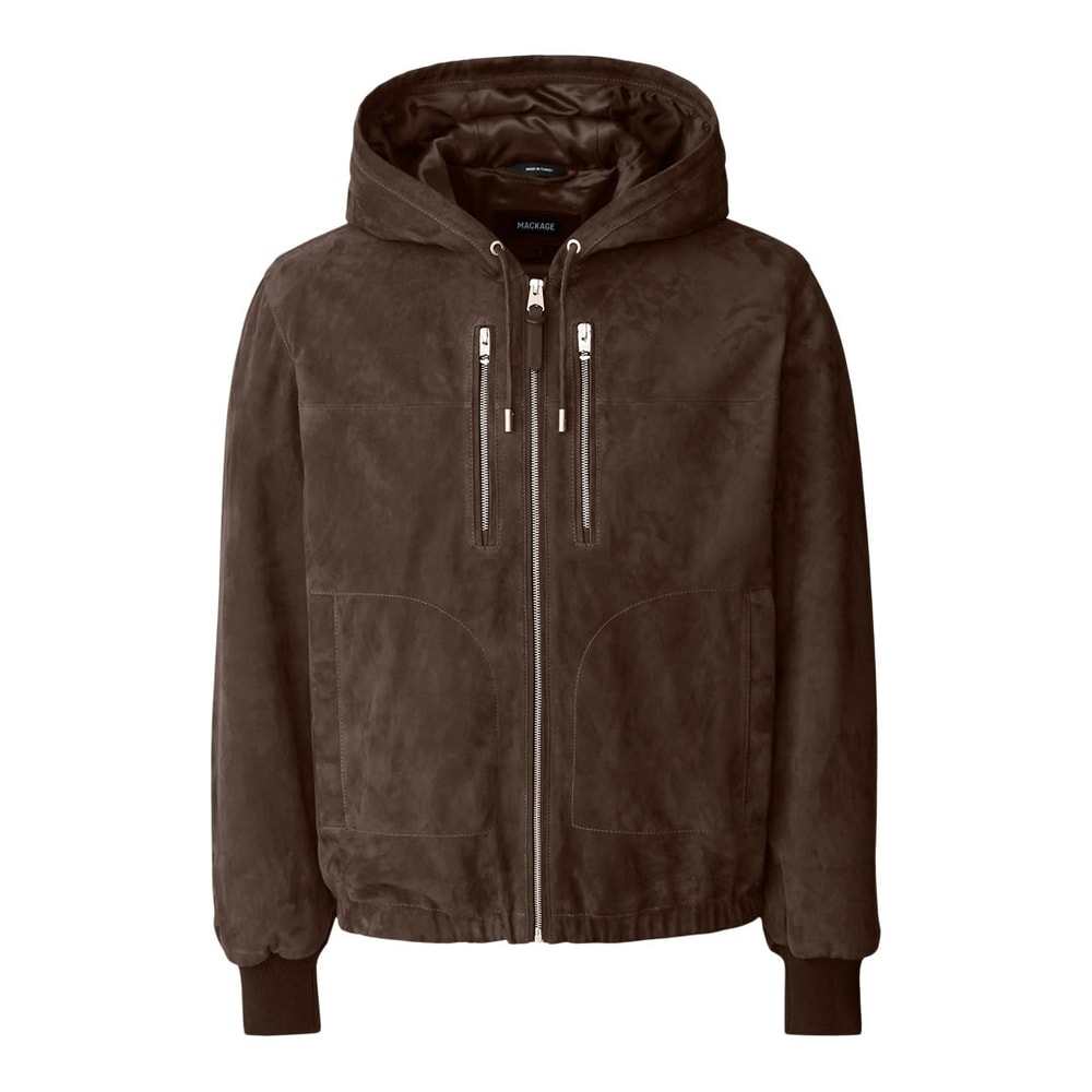 Mackage SYLAS-SU Suede Hooded Jacket Umber