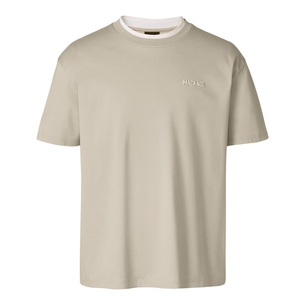 Mackage TEE-MNV Double Crewneck Collar T-Shirt Taupe-White