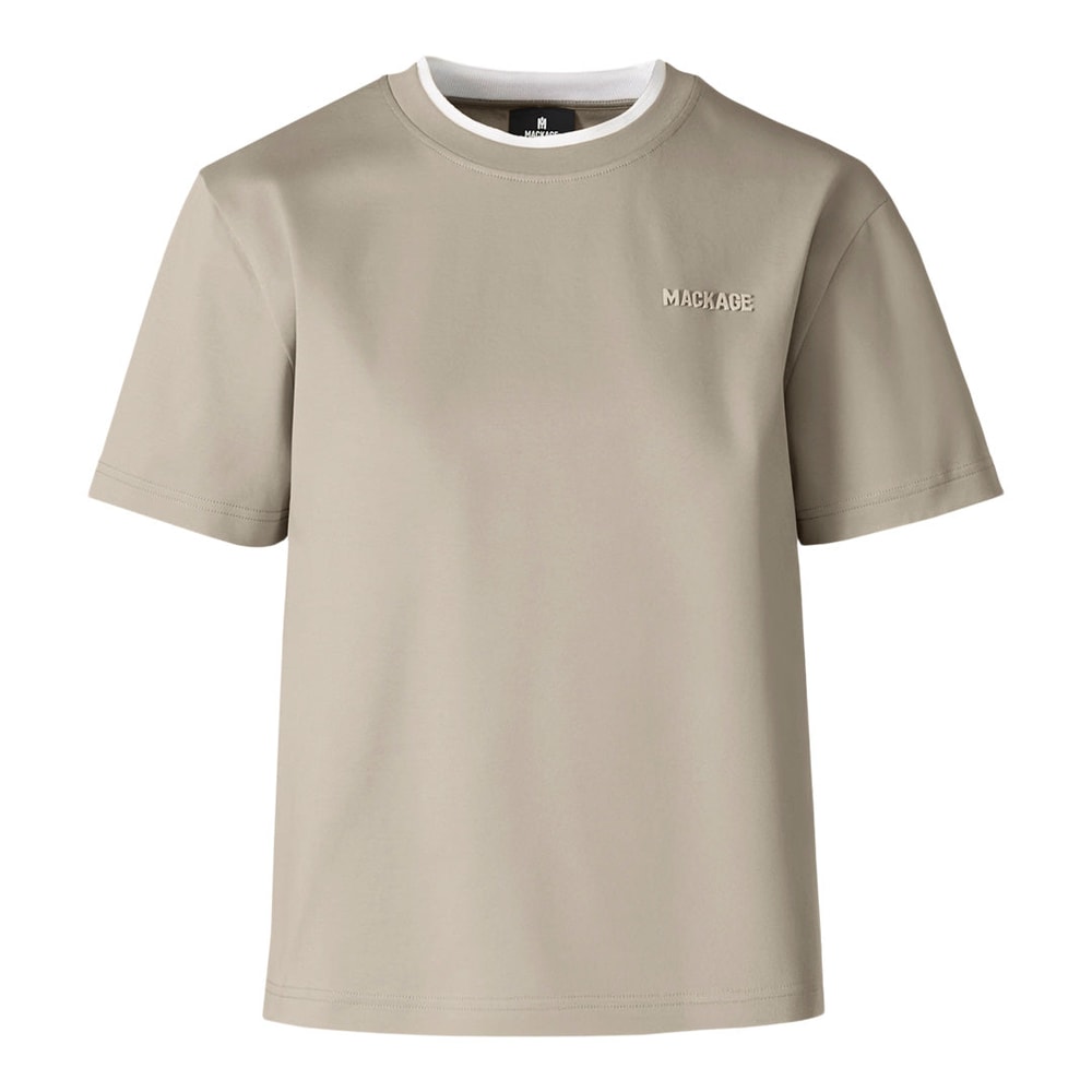Mackage TEE-WNV Double Crewneck Collar T-Shirt Taupe-White