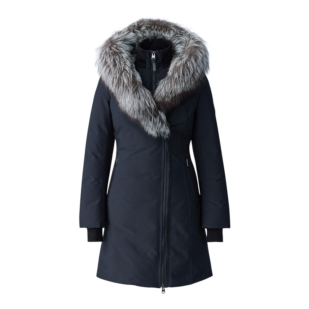 Mackage TRISH-X Powder Touch down coat with silver fur Signature Mackage Collar Black