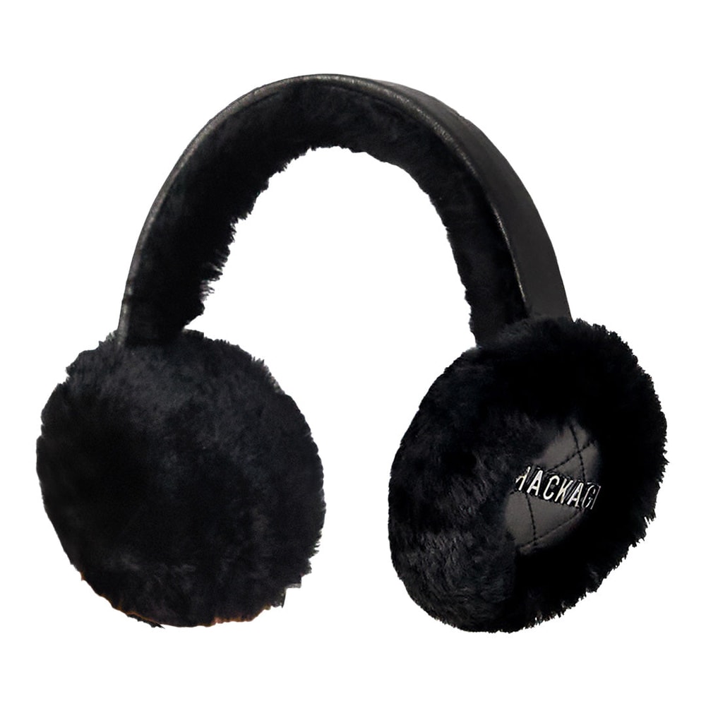 Mackage UNI Shearling Earmuffs with Quilted Leather Black-Black