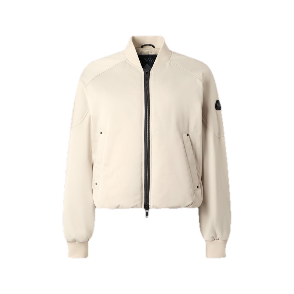 Moose Knuckles Drift Satin Bomber Jacket Alabaster