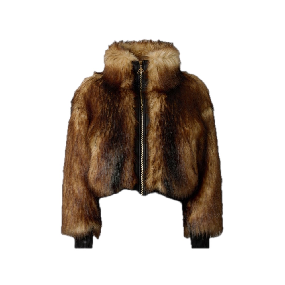 Moose Knuckles Jill Faux Fur Bomber Gold Cross