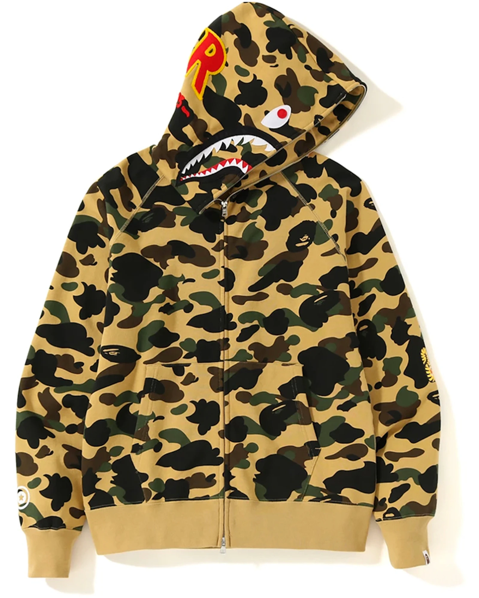 BAPE 1st Camo PONR Shark Full Zip Hoodie Yellow